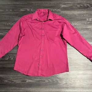 Geoffrey Beene Raspberry Men’s Button Down Long Sleeve Slim Fit